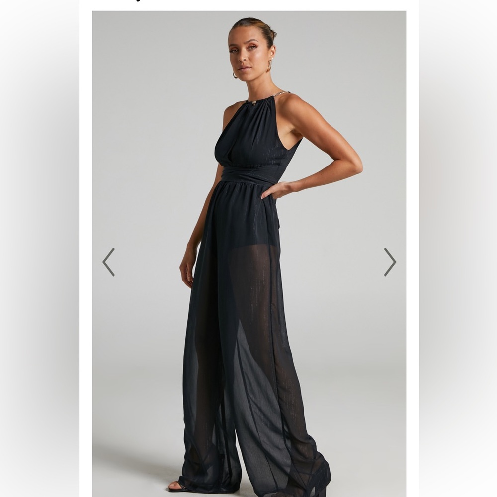 NWT Halter gold chain jumpsuit.